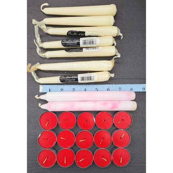 Vintage Candle Lot Of 24 Scrap Candles Wax For Crafts Red White Unused 1 Pound - Picture 1 of 4